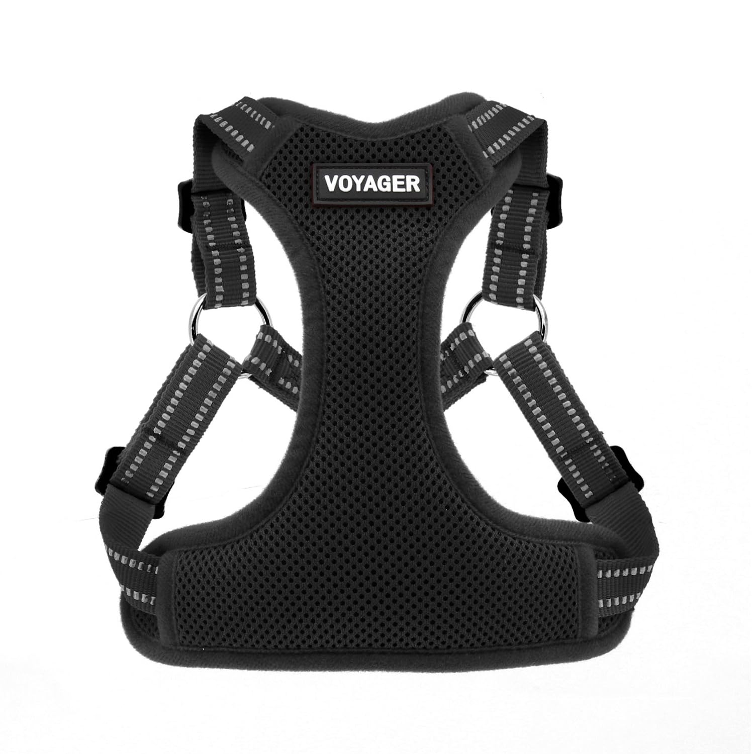 Best Pet Supplies Voyager arnés paso-entrada en negro para ajuste rápido.