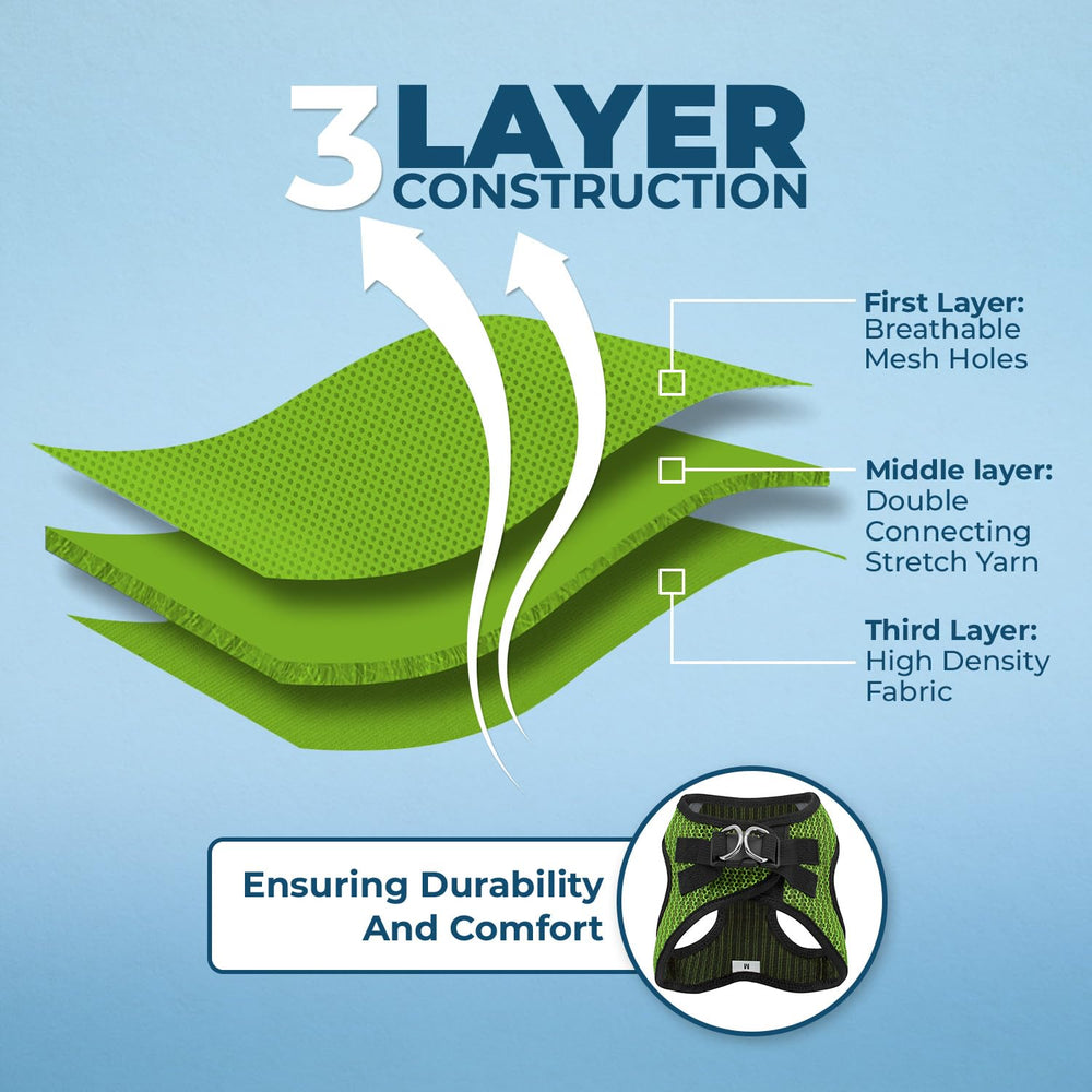 Entrée facile: harnais à enfiler pour promenades rapides et sans tracas.