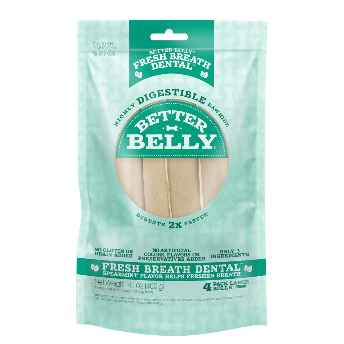 Better Belly aliento fresco dental en rollos grandes para perros.