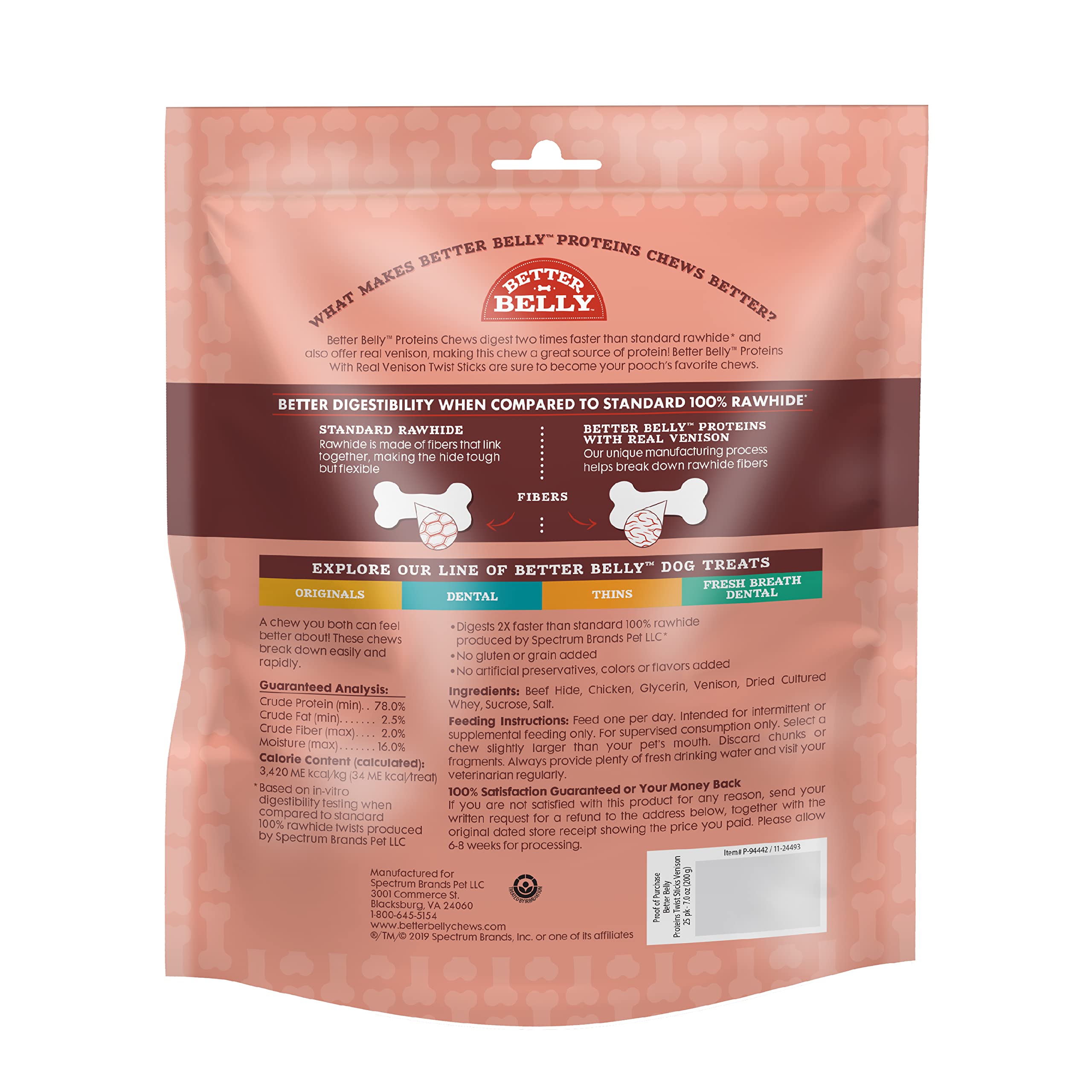Friandise Better Belly sans colorants artificiels pour chien.