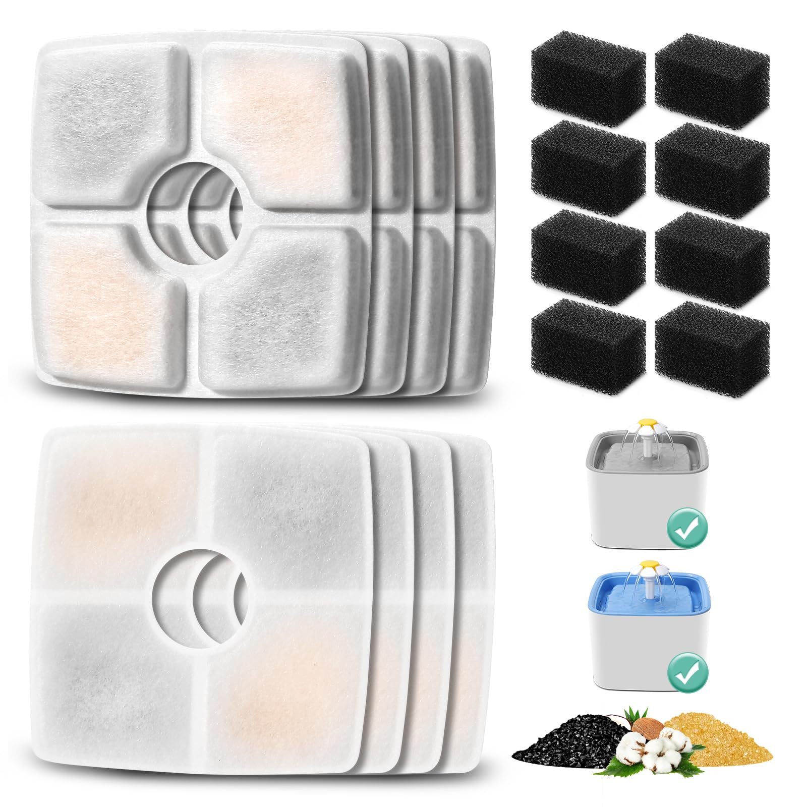 BFLICROY 8 paquetes de filtros para fuente de gatos, agua fresca.