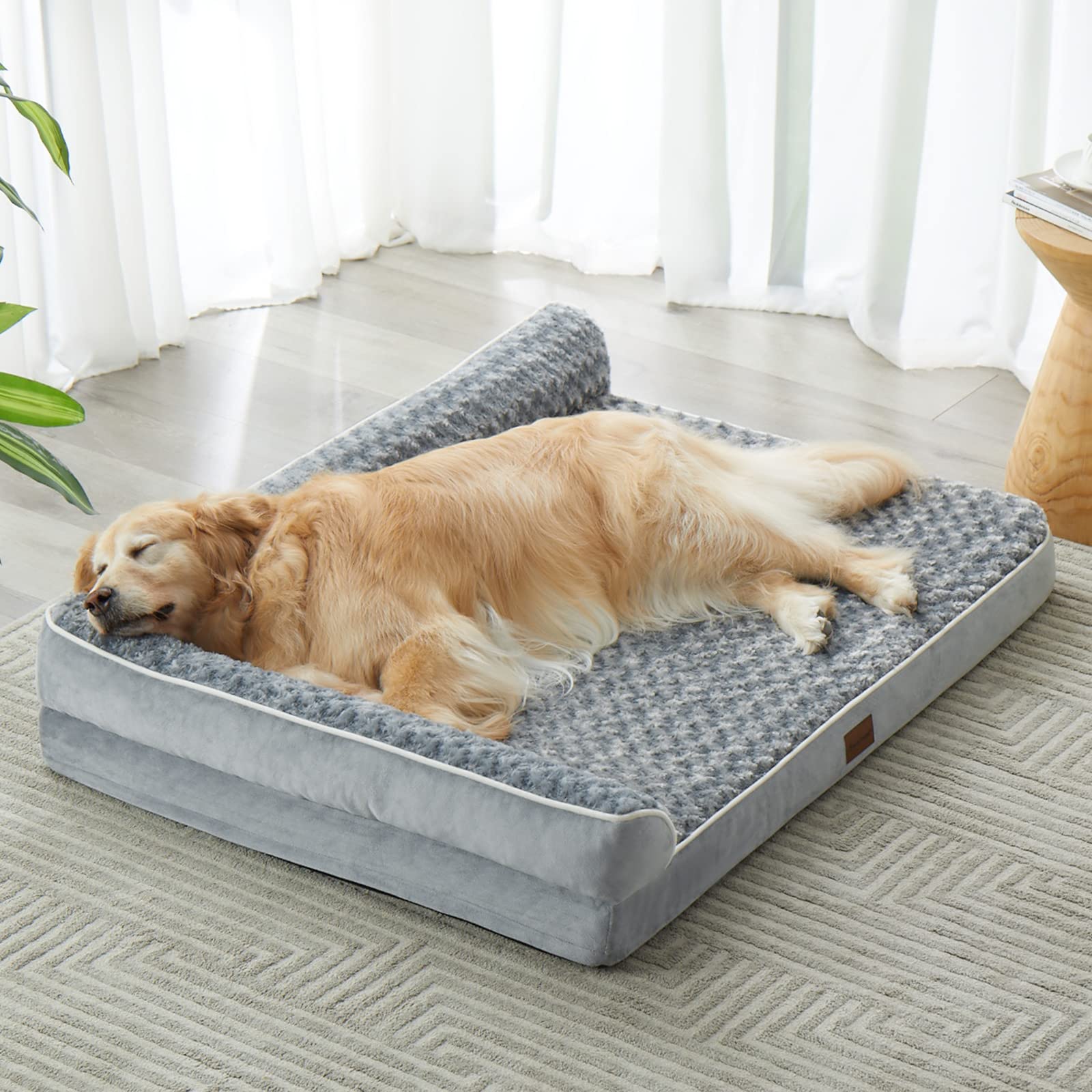 Cama ortopédica BFPETHOME para perro grande con espuma de calidad que alivia puntos de presión