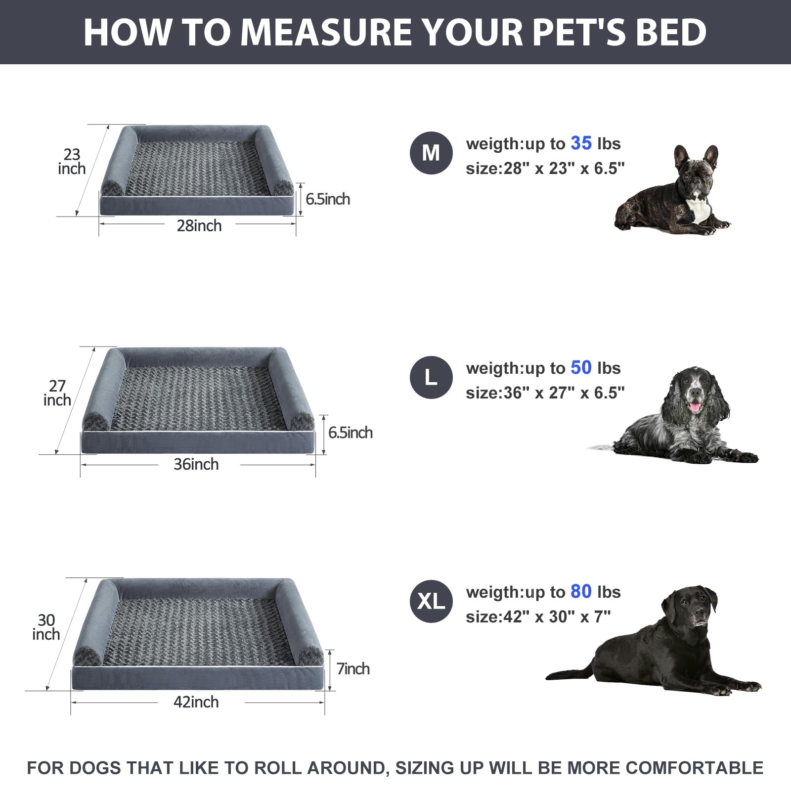 Cama grande BFPETHOME con apoyo de cuello para reposo seguro.