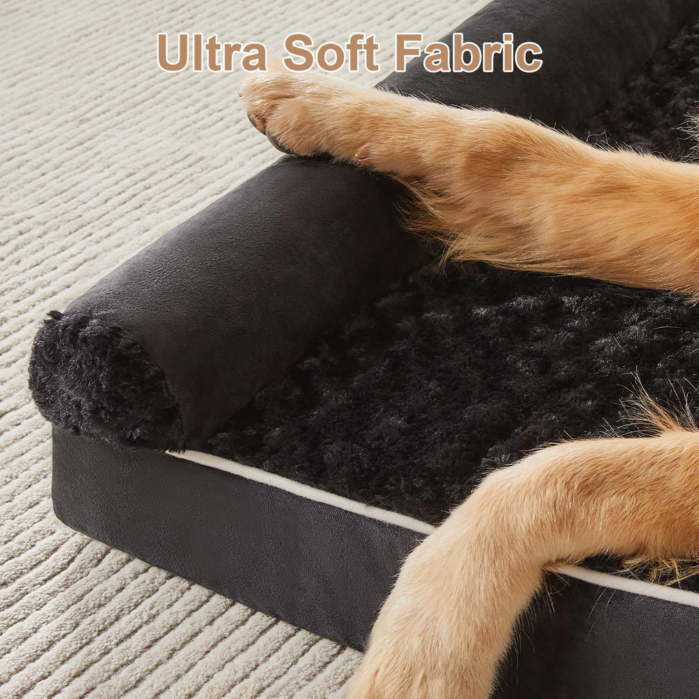 Cama con dimensiones 36x27x6.5 pulgadas, apta para perros hasta 60 libras.