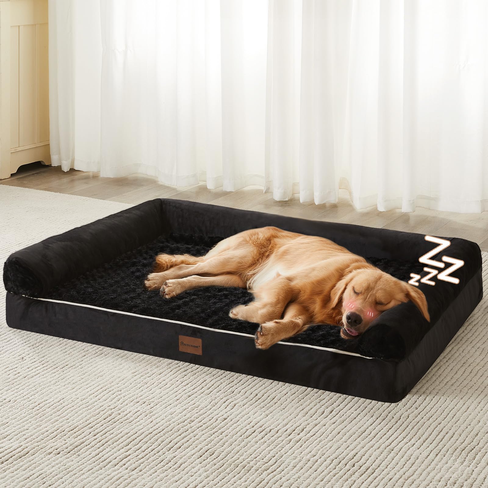Cama para perros grandes de BFPETHOME con espuma ortopédica para soporte de articulaciones.