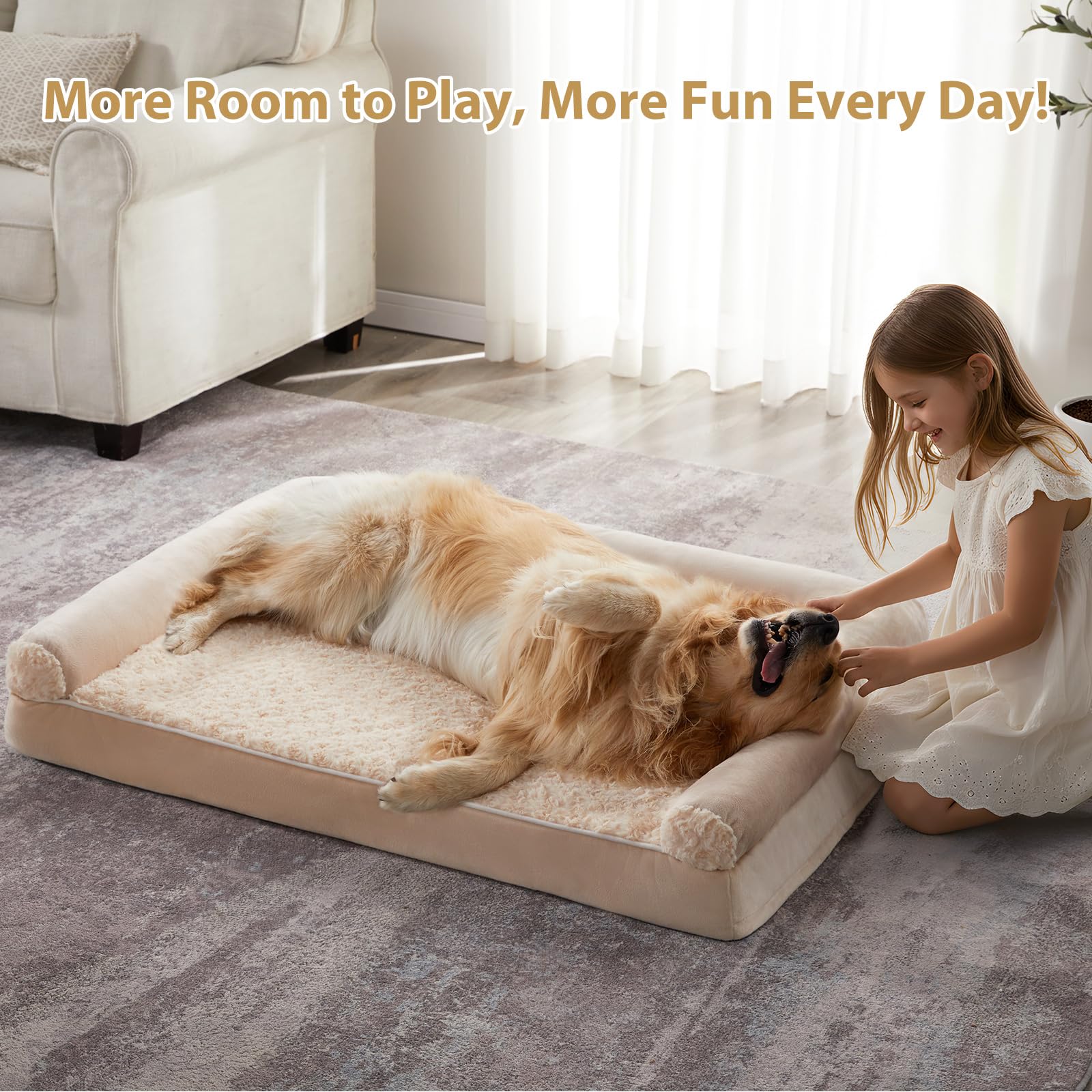 Cama grande BFPETHOME de 36'' x 27'' x 6.5'' para perros medianos y grandes.