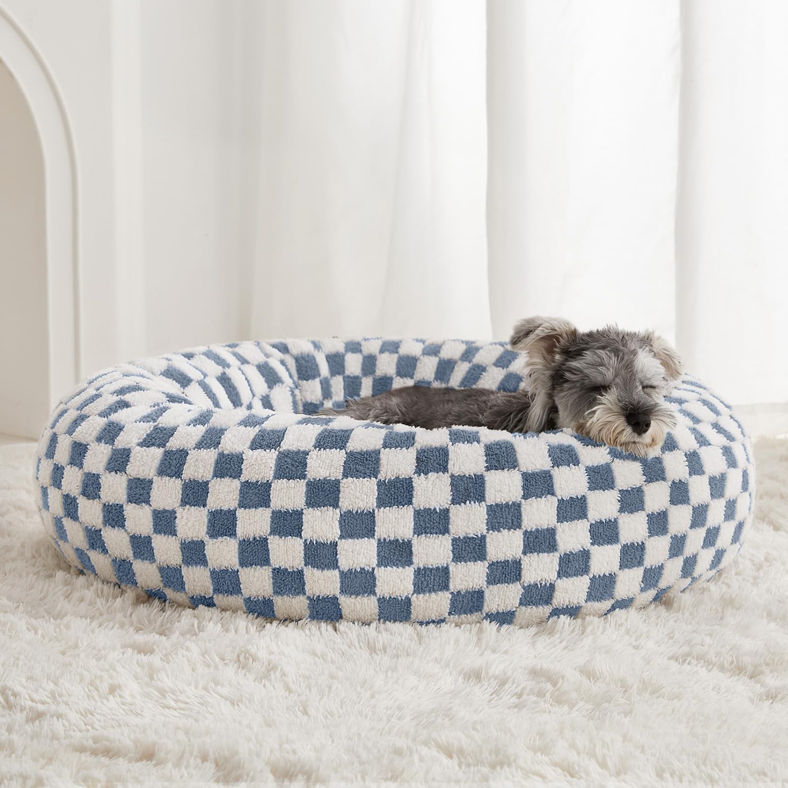 Cama rosquilla BFPETHOME para perros medianos, soporte cómodo para dormir.