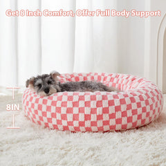 Cama donut BFPETHOME en rosa, acolchado suave para dormir plácidamente cachorros y gatitos.