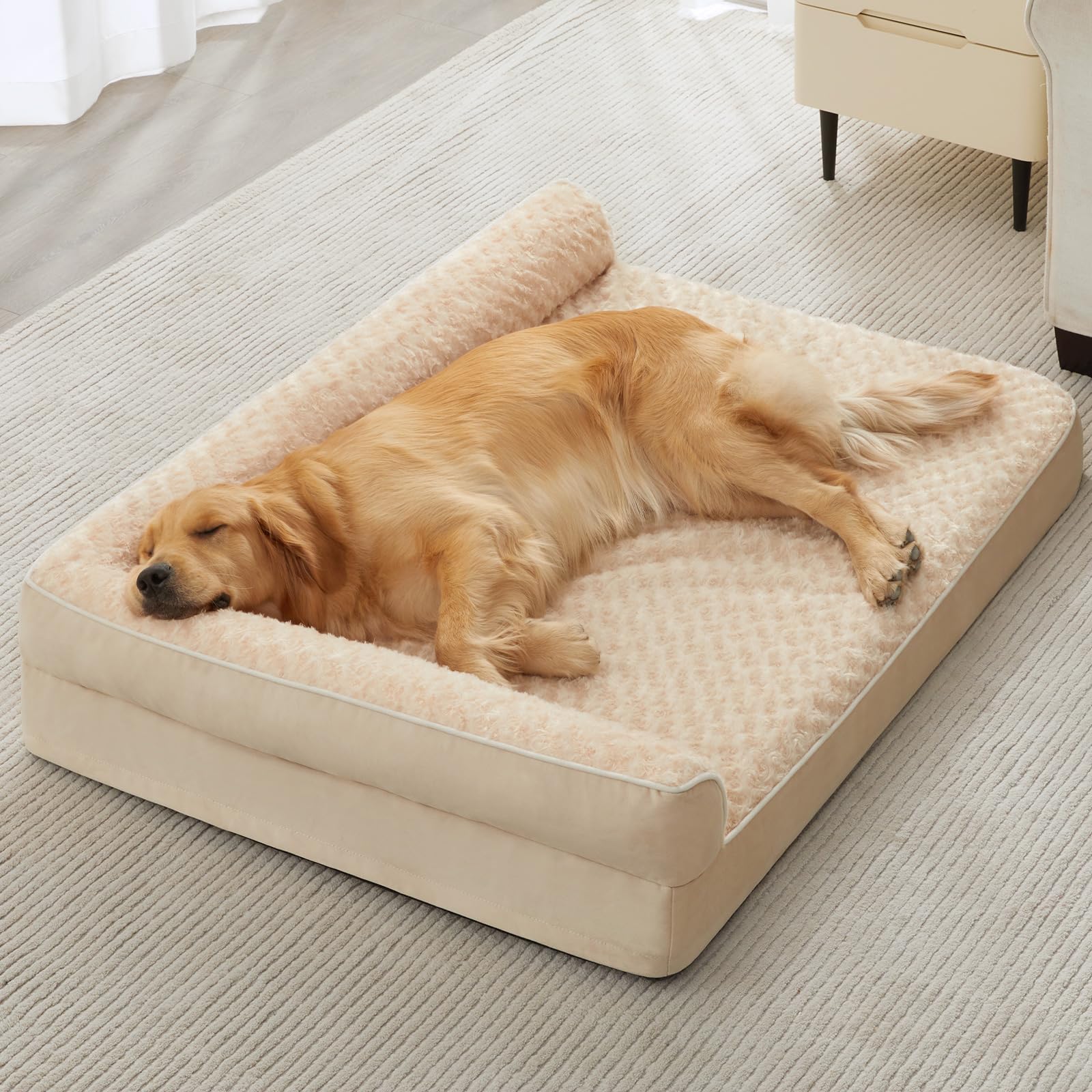 Textura suave BFPETHOME para cama de perro grande, sensación agradable.