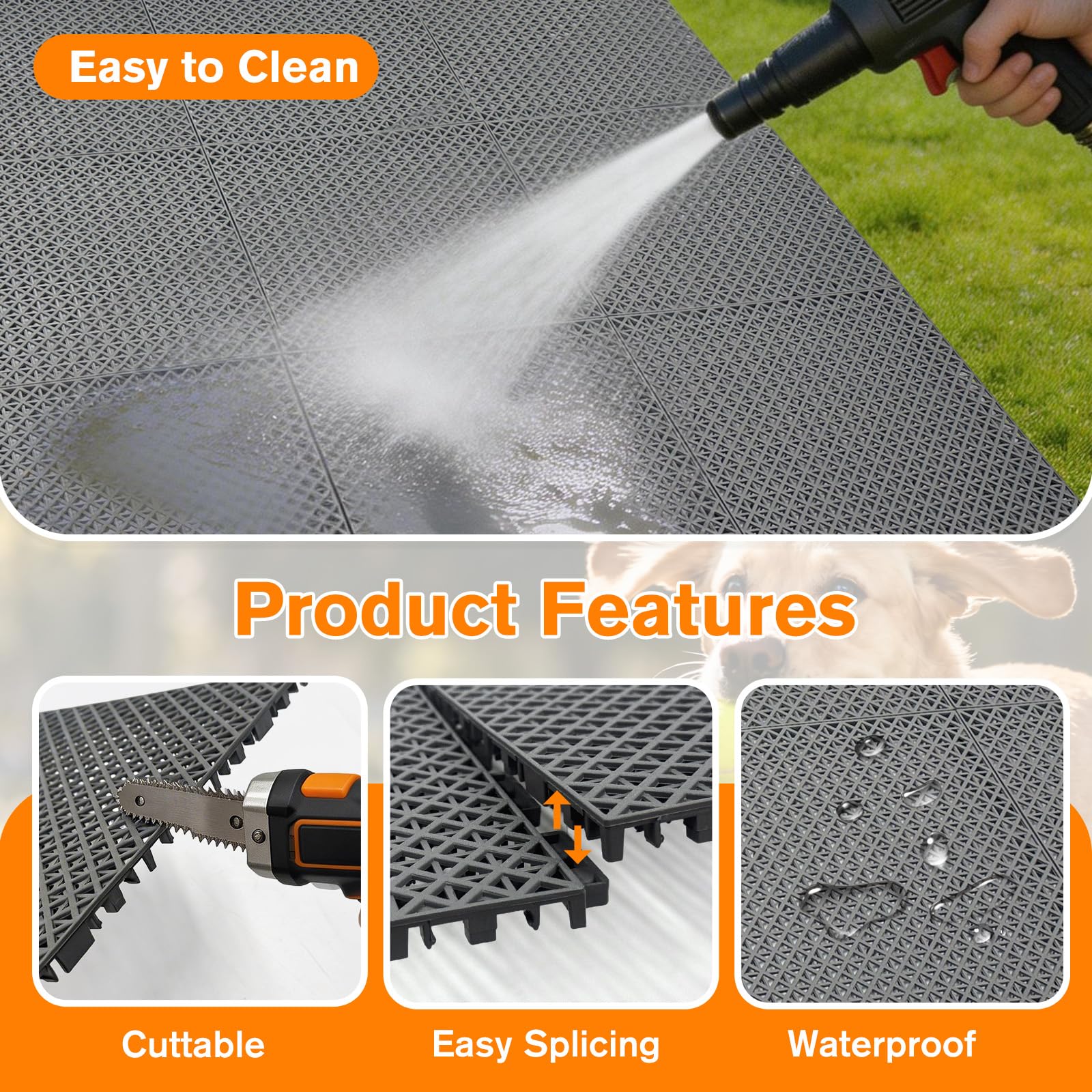 Bhyhok suelo kennel exterior resistente PP para uso diario de perros.