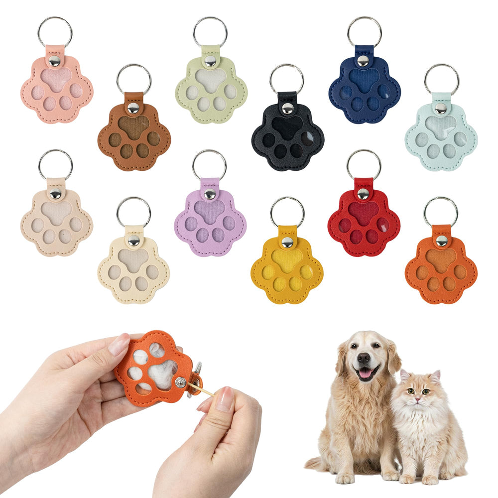 Llavero Bifeaw en cuero natural con pelo de mascota para conservar recuerdos.