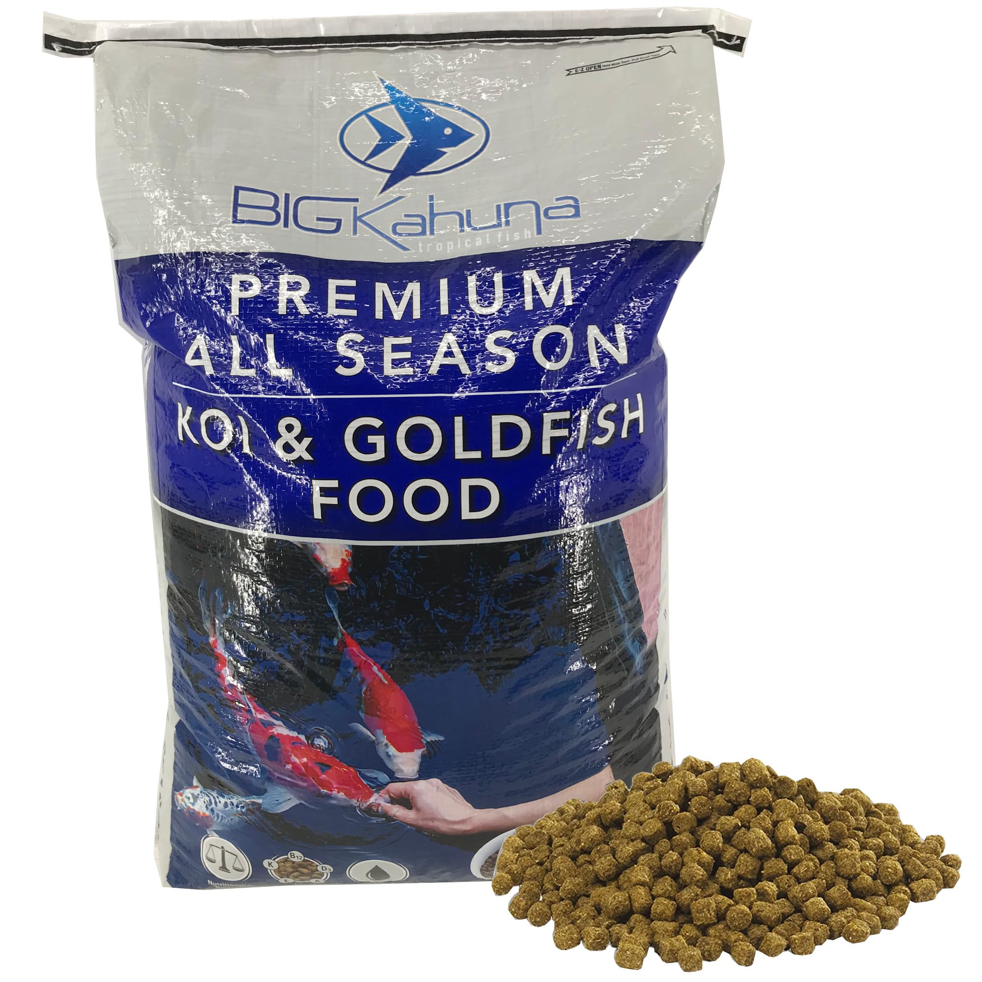 Big Kahuna Alimento para Kois: pellets grandes para alimentación eficiente.