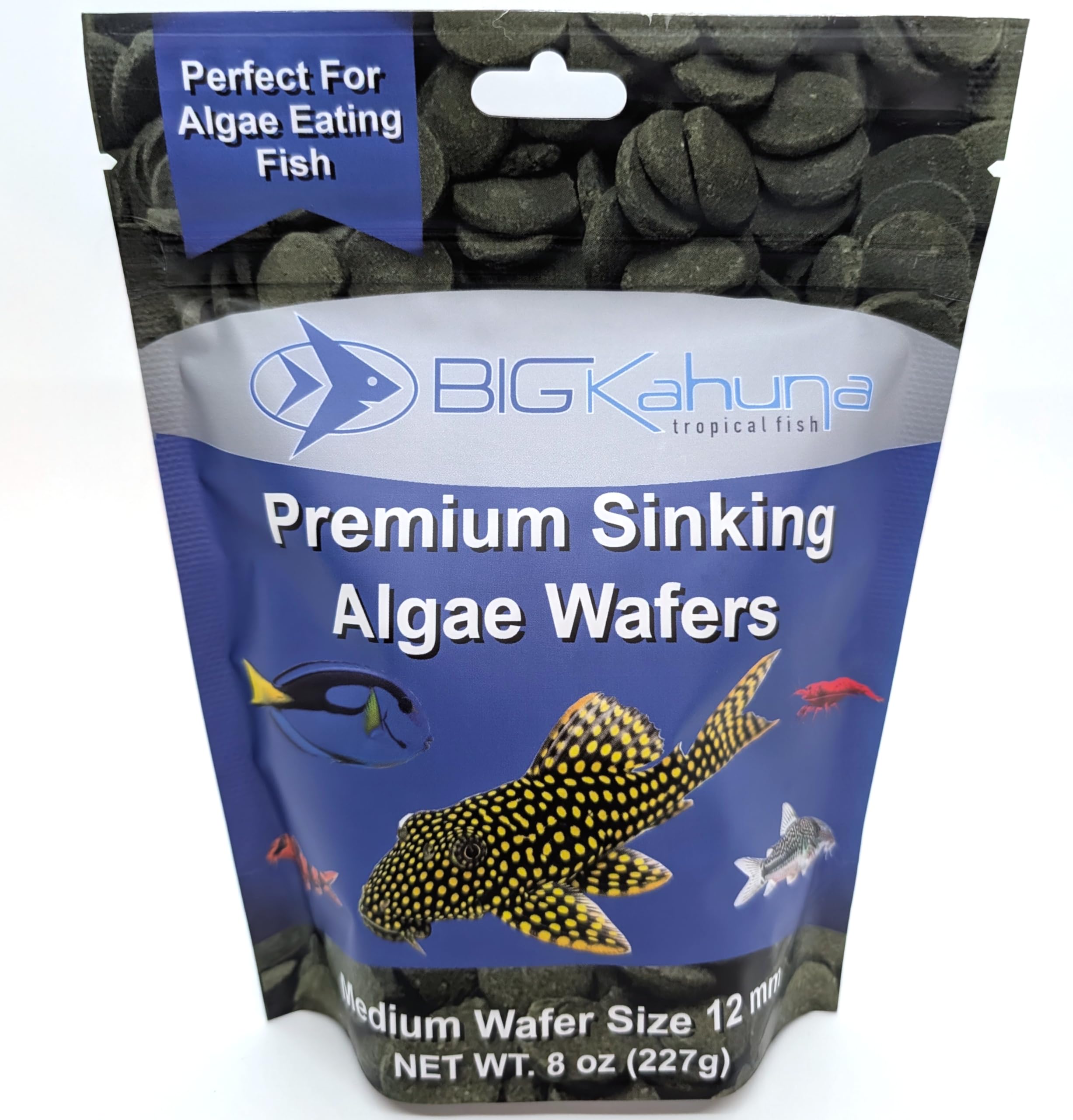 BIG KAHUNA TROPICAL FISH: wafer de alga 226 g en envase recerrable para frescura