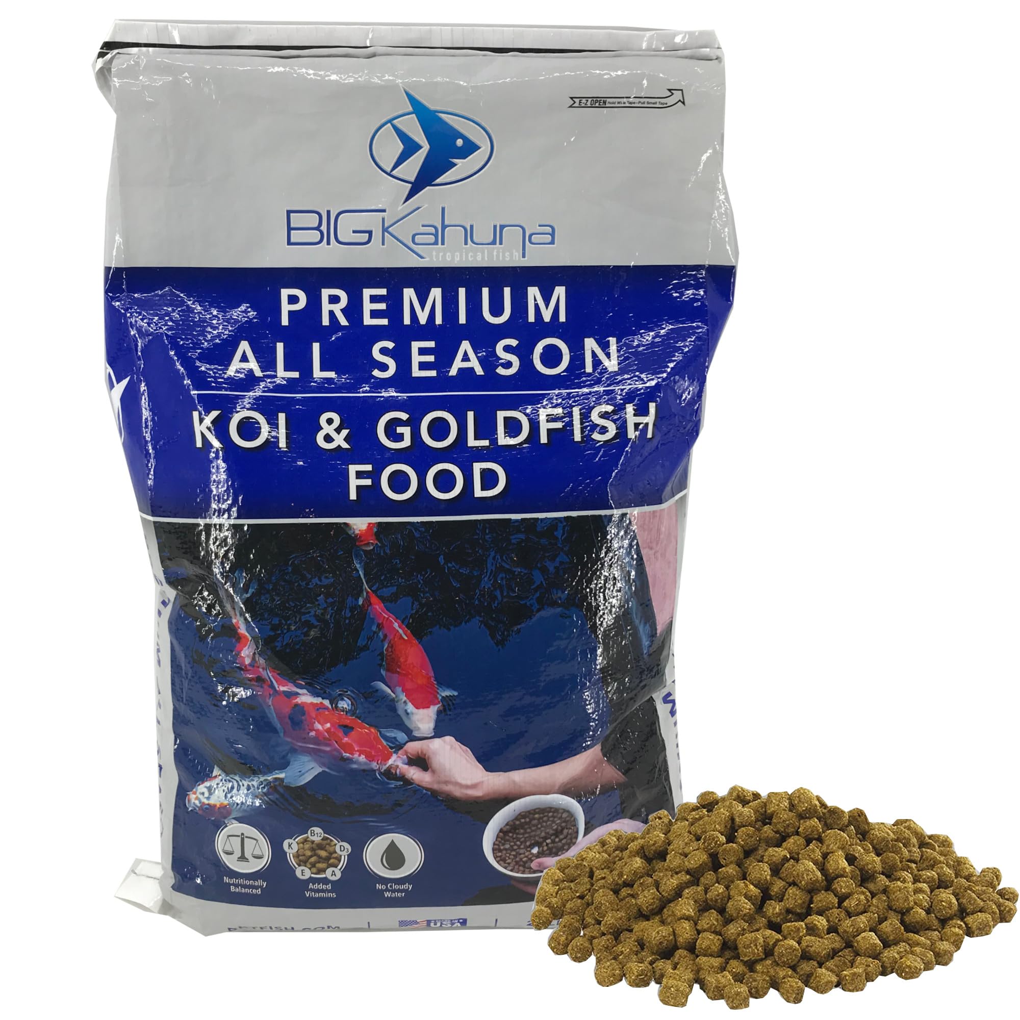 BIG KAHUNA comida koi para estanque, pellets flotantes que favorecen el color