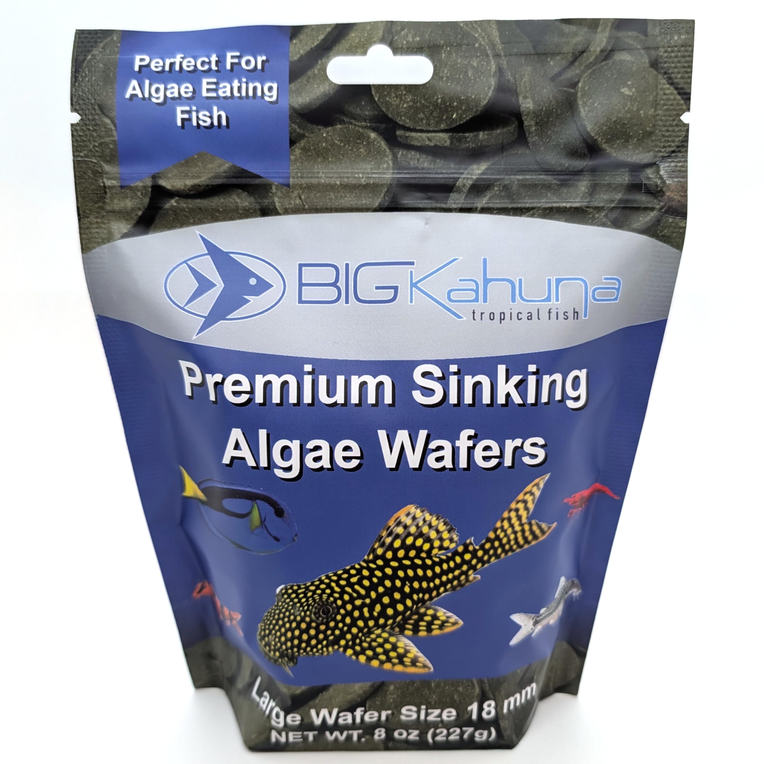 BIG KAHUNA wafers de algas 18 mm para plecos, alimento completo.
