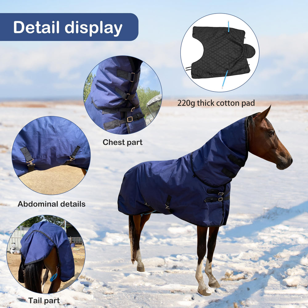 BIGANTTOW cobertor para caballos resistente al agua, 1200D, ideal para climas fríos.
