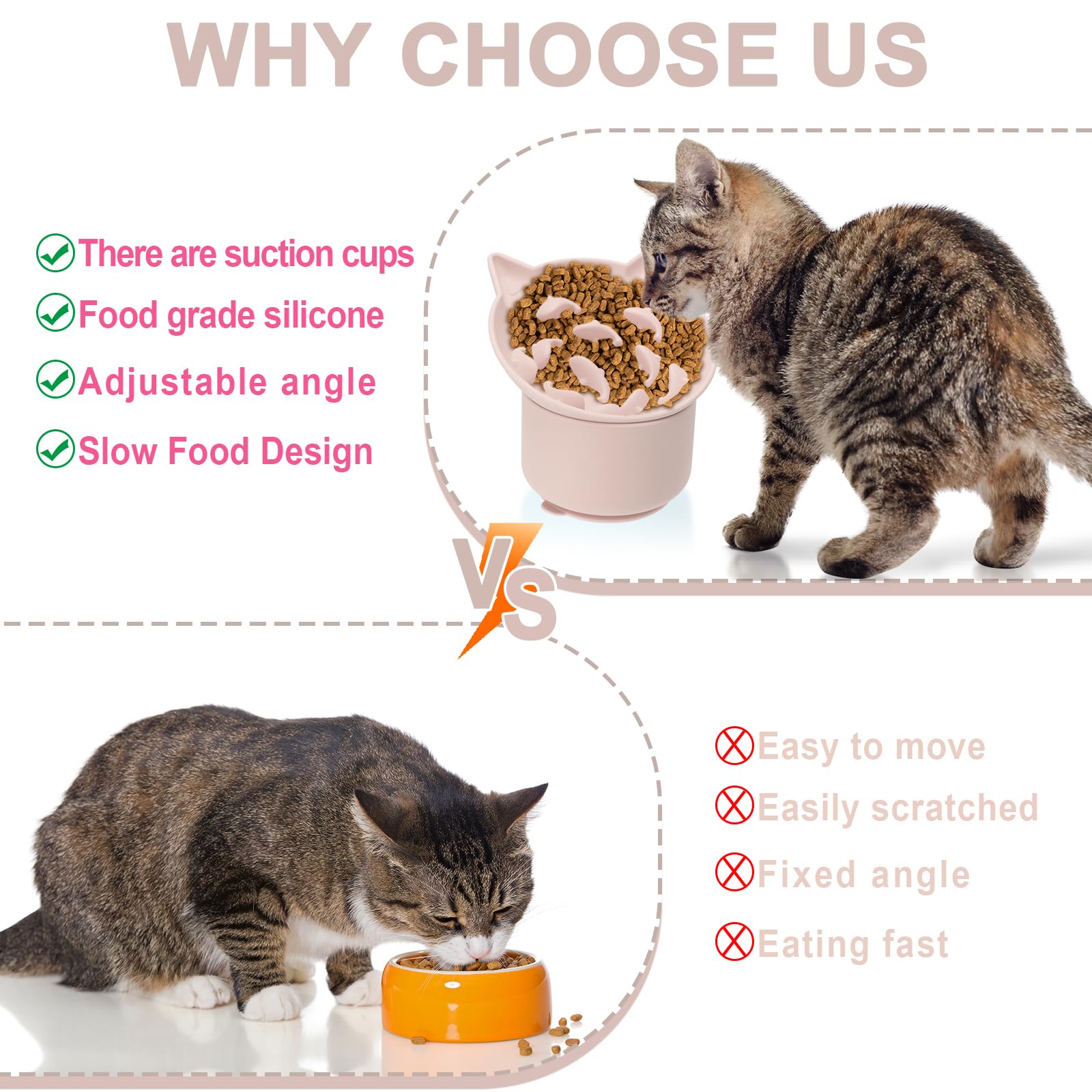 Bikabpet diseño de cara de gato adorable para hacer más agradable la hora de comer.