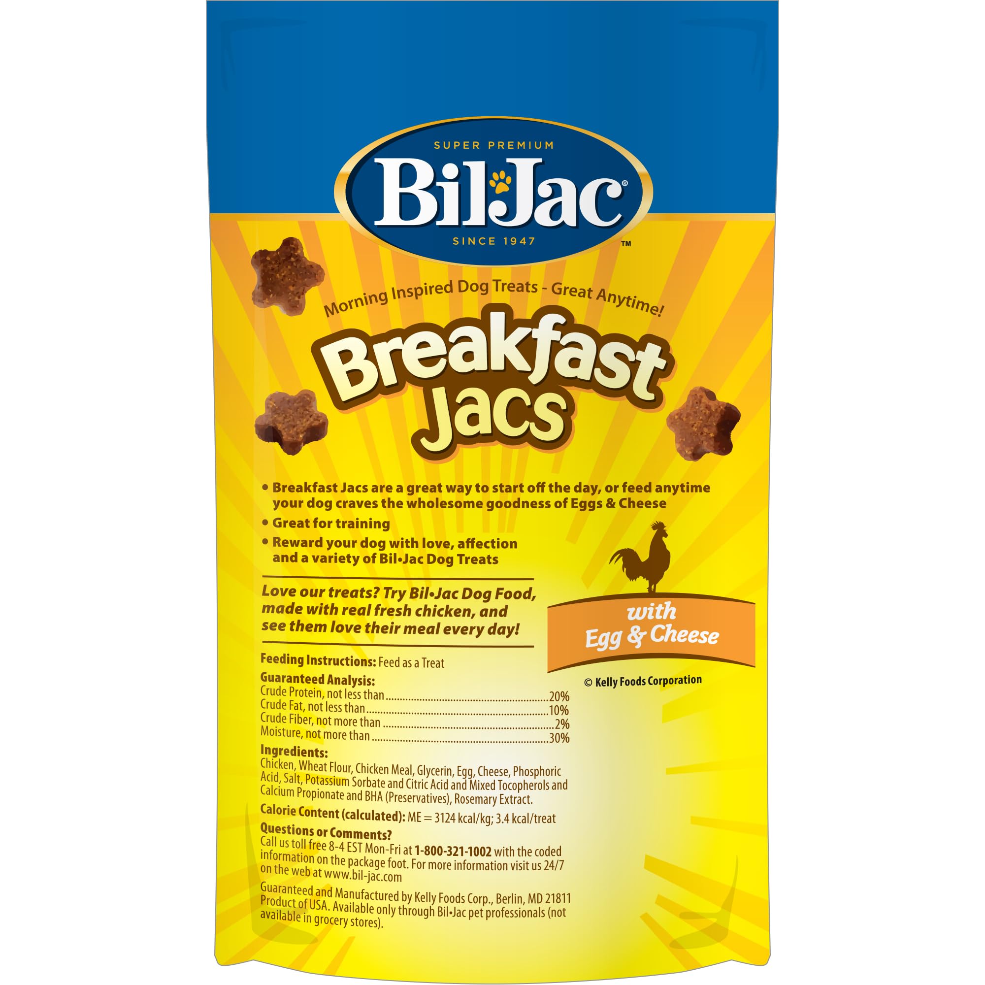 Primero plano de trozos de huevo y queso, Bil-Jac Breakfast Jacs