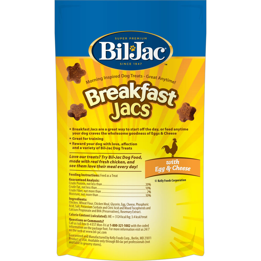Primero plano de trozos de huevo y queso, Bil-Jac Breakfast Jacs