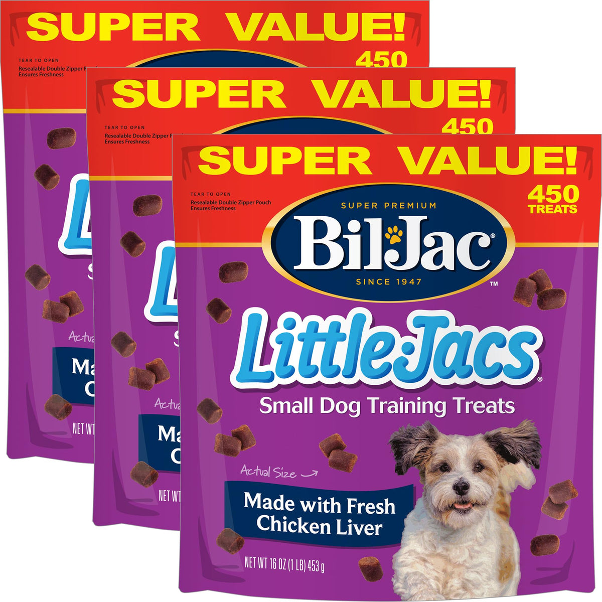 Bil-Jac Little Jacs empaque con cierre doble para mantener la frescura