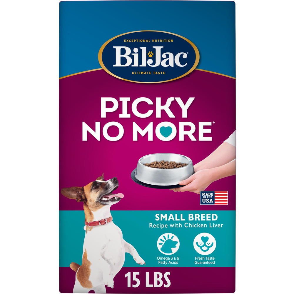 Bil-Jac Picky No More para perros pequeños con pollo real e hígado, apetito mejorado.