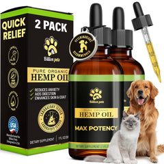 Billion Pets: botella de aceite de cáñamo para perros y gatos, uso diario.