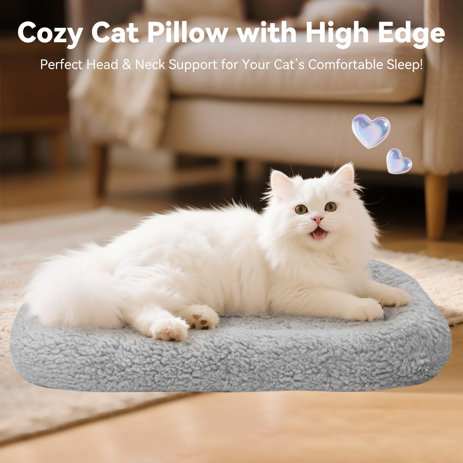 Billionchains cama para gatos borde alzado que ofrece seguridad y soporte.