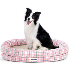 bilypaws cama ortopédica grande rosa a cuadros brinda apoyo articular suave