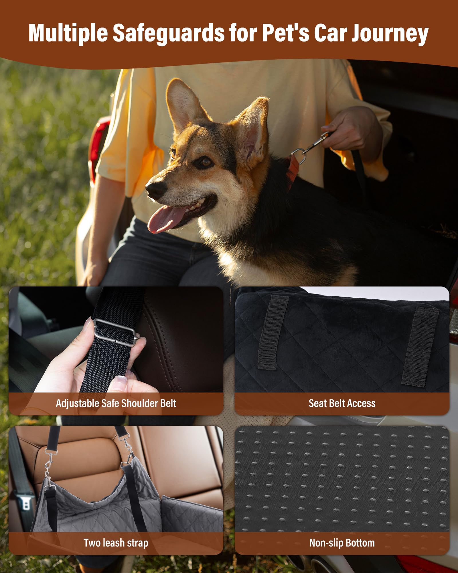 bilypaws correas-seguridad-ajustables: seguridad adicional para evitar movimientos bruscos.
