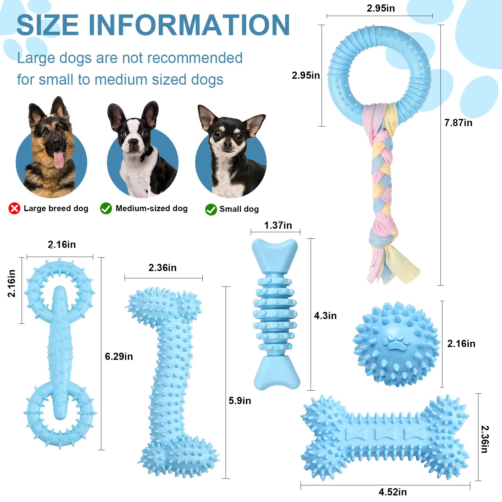 Juguete Bininl de dentición con formas variadas para cachorros.