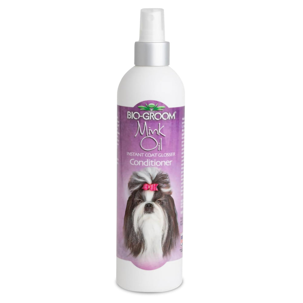 Bio-Groom Mink Oil para perros, botella con atomizador, brillo y protección del pelaje