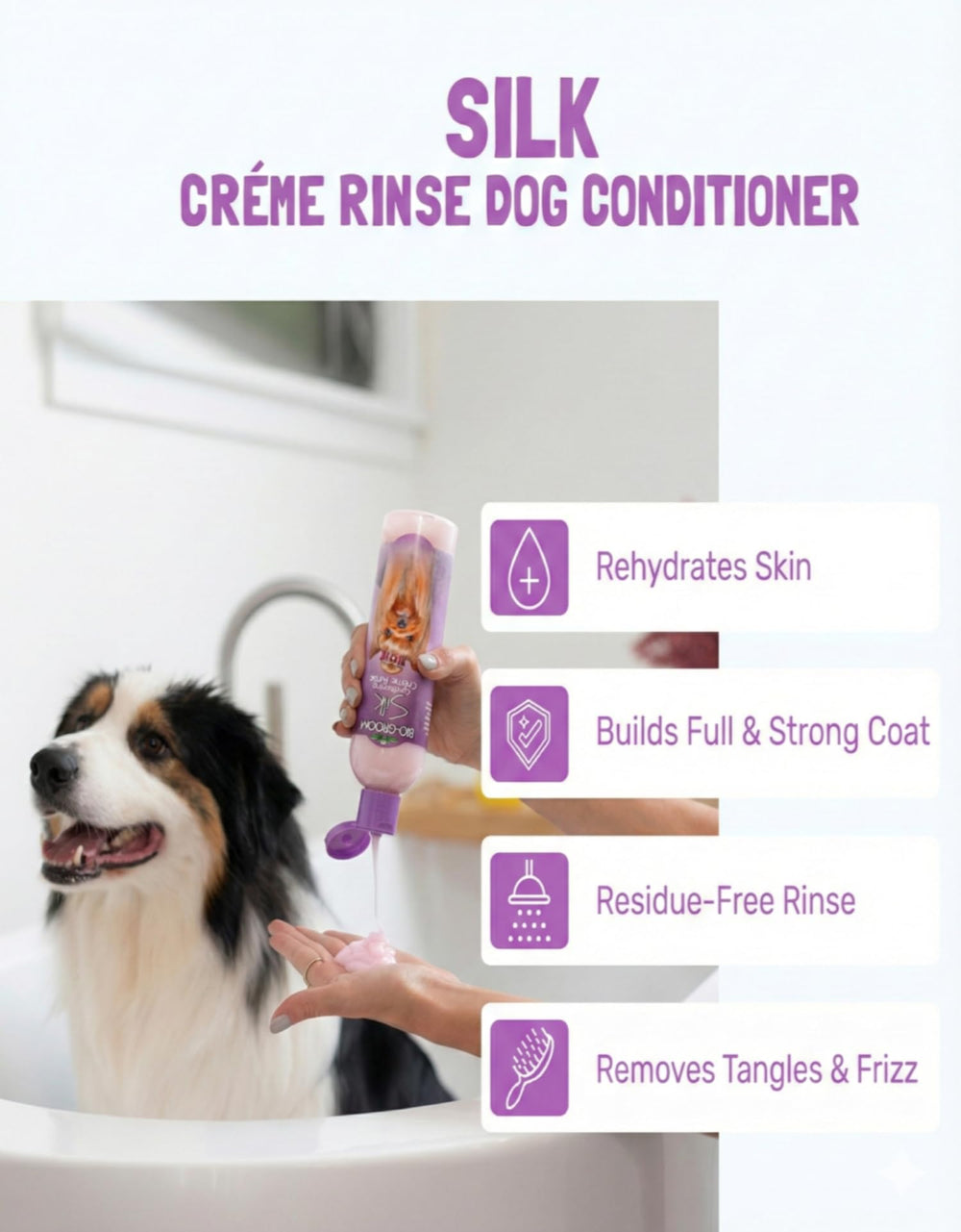 Bio-Groom etiqueta del shampoo blanqueador, detalle de la fórmula suave