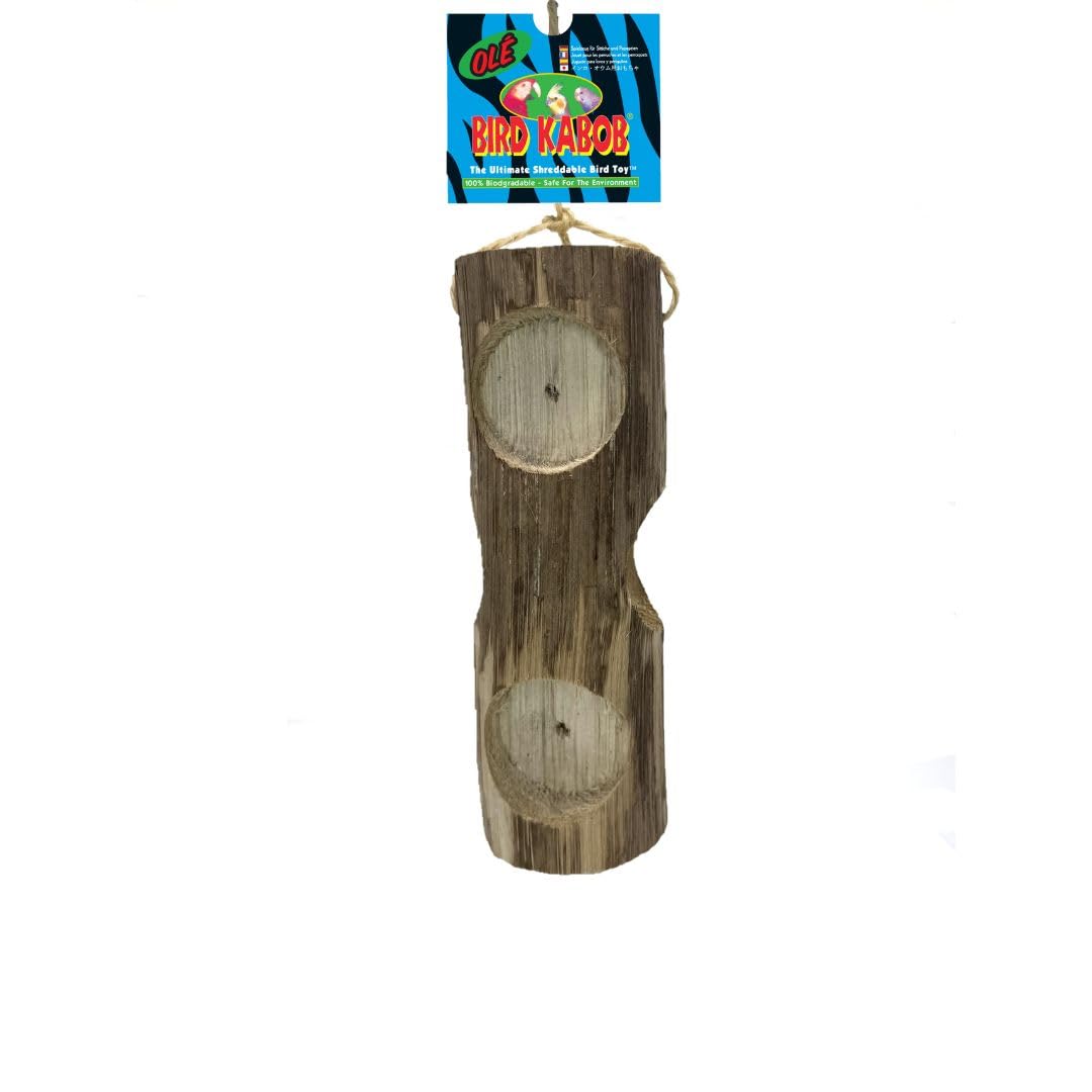 Bird Kabob, juguete deshilachable para aves que estimula la masticación y la exploración.
