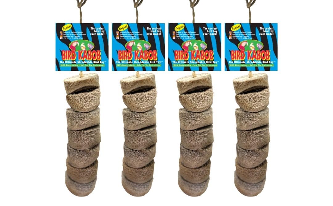 Bird Kabob Original conjunto de 4: empaque visible que fomenta el juego natural y el masticado.