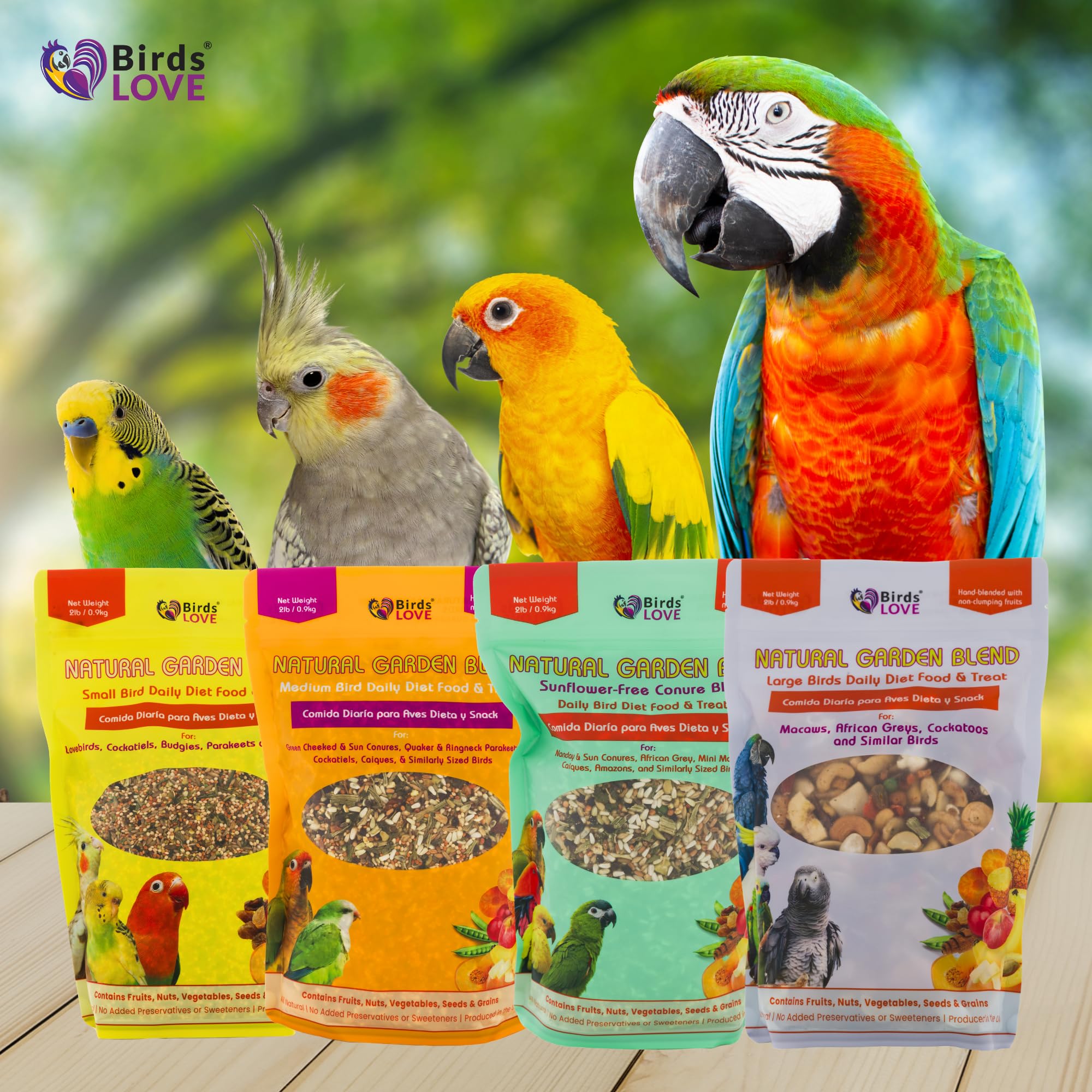 Birds LOVE producto de jardín para loros, bolsa reutilizable facilita servir