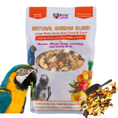 Birds LOVE mezcla jardín para loros, frutos y nueces visibles, estimula el interés alimentario