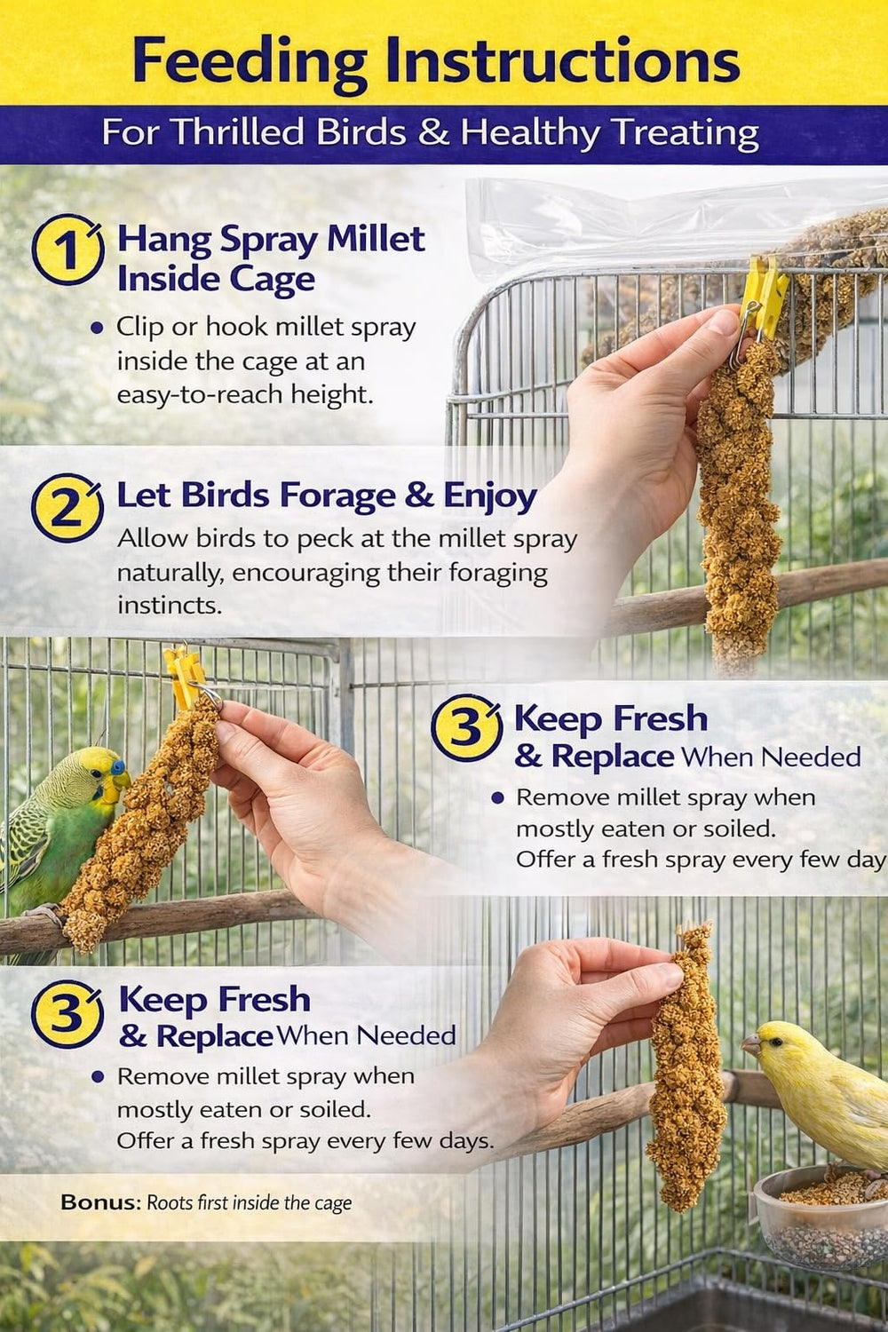 Birds LOVE mijo secado al sol, conserva sabor y nutrientes.