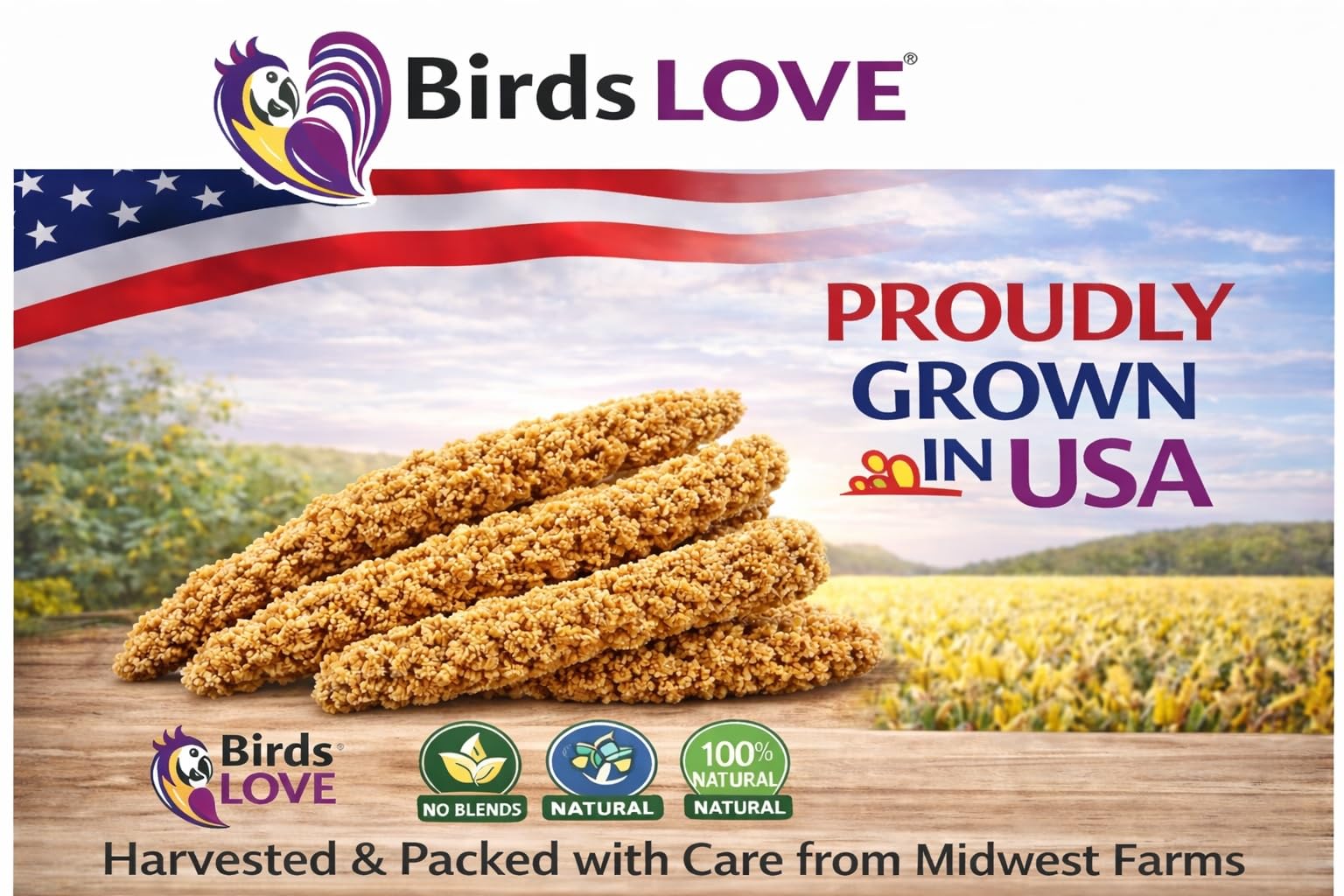 Birds LOVE mijo secado al sol, conserva sabor y nutrientes.