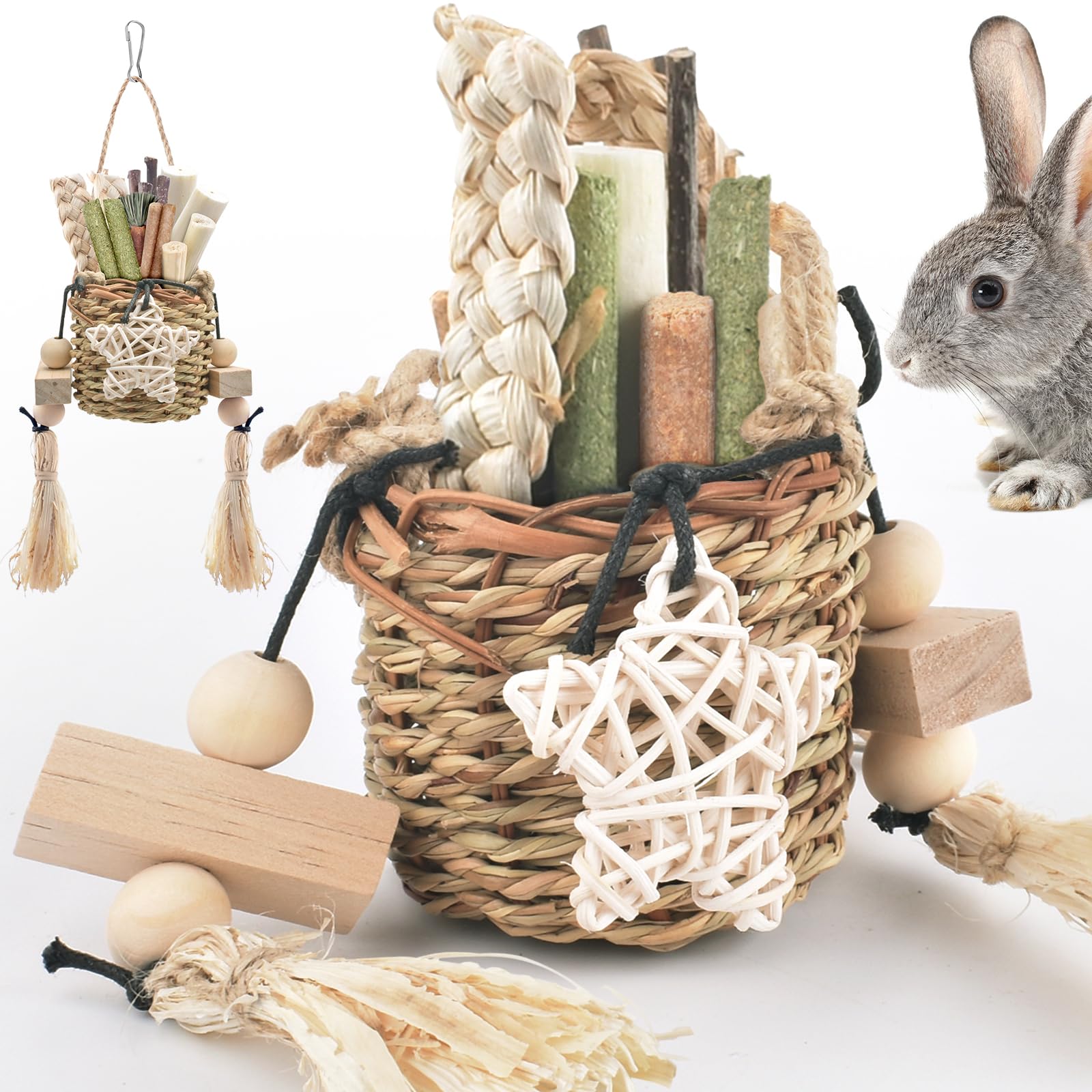 Bissap Bunny: cesta de hierba marina lista para mordisqueos en jaula