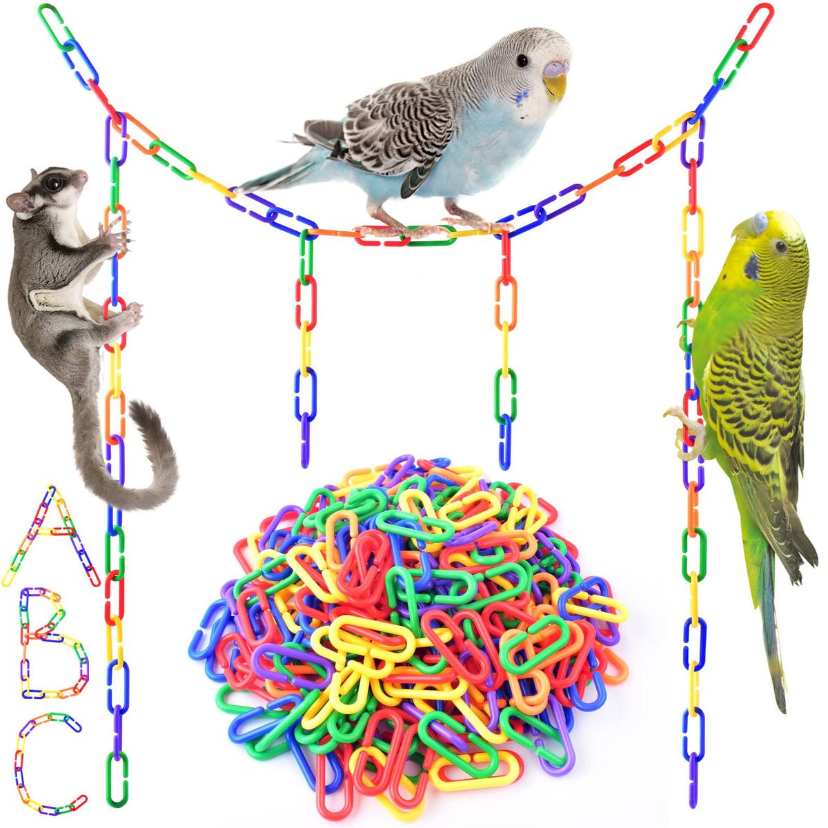 Bissap: cadenas coloridas para trepar en jaulas.