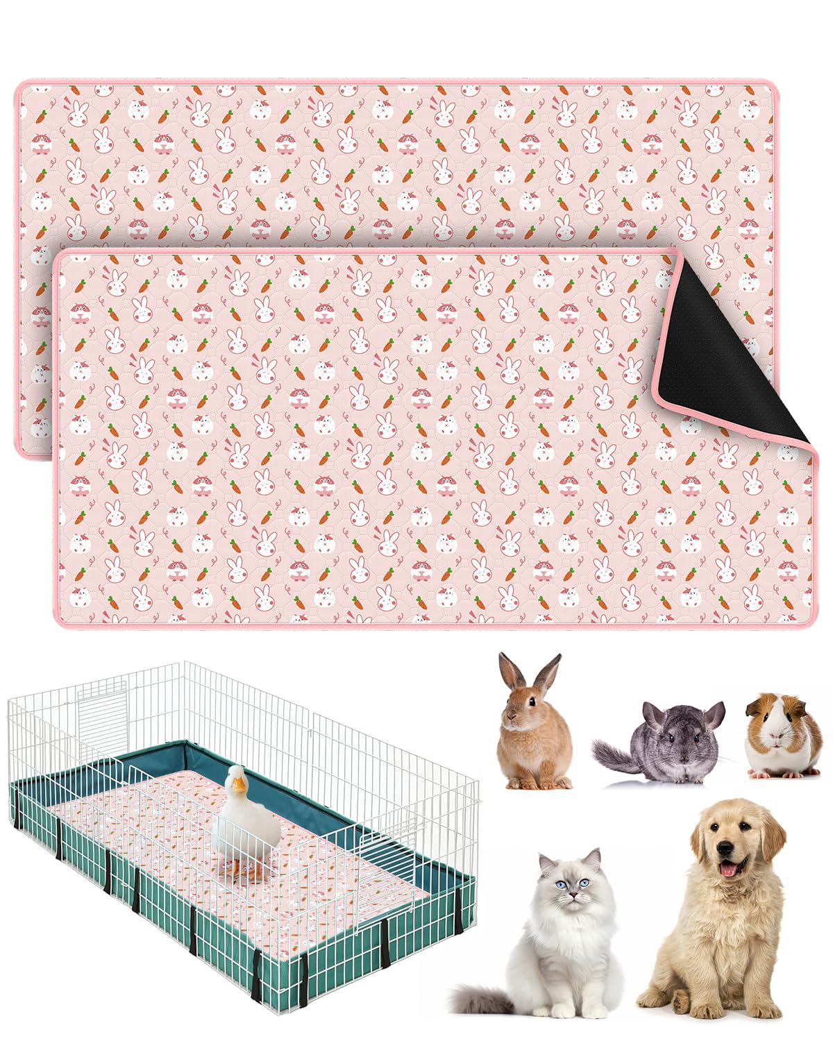Liners Bissap para jaula de cobayas, 120 x 60 cm, ideal para mantener limpia la jaula.