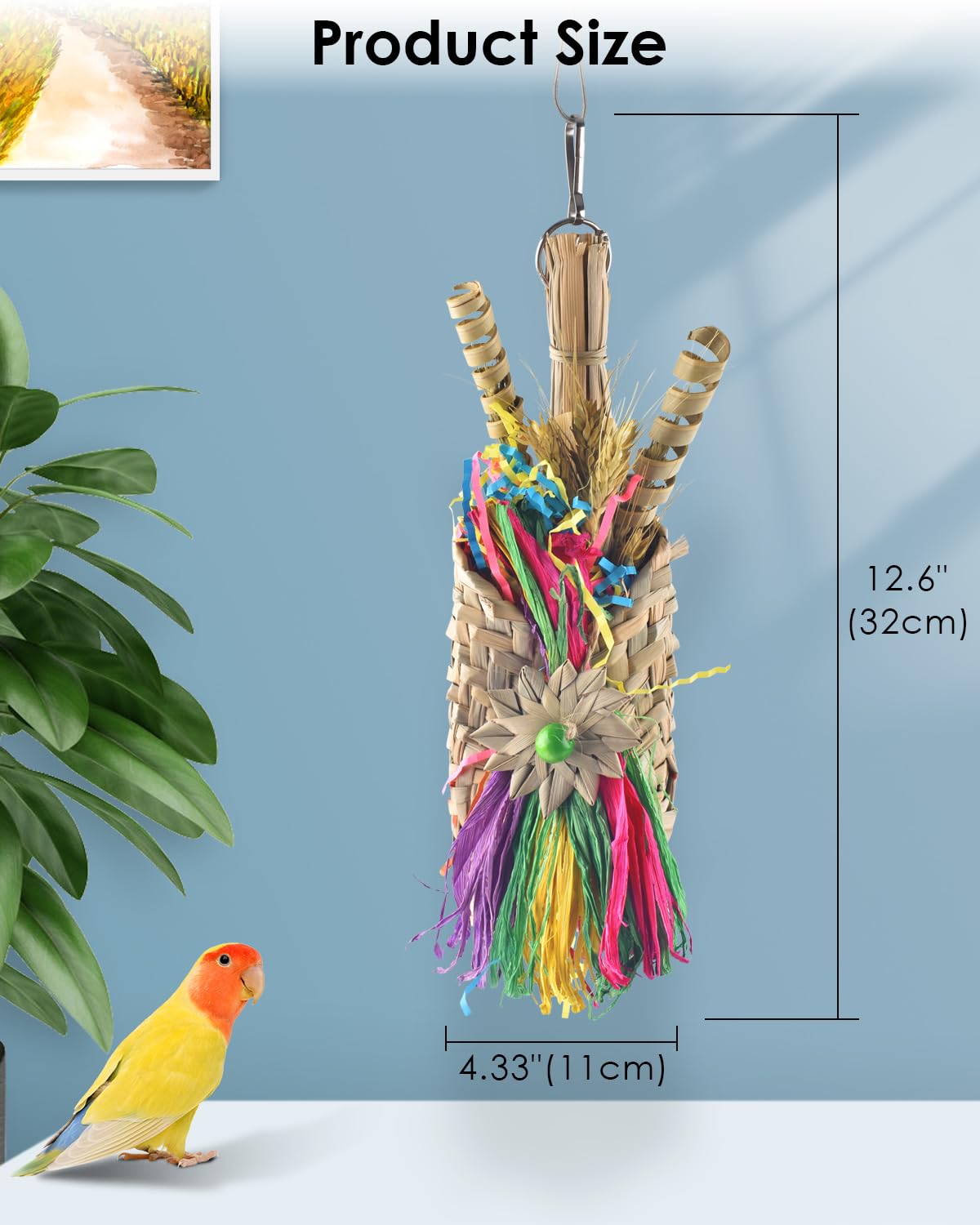 Juguete Bissap para aves con papel coloreado que estimula la curiosidad