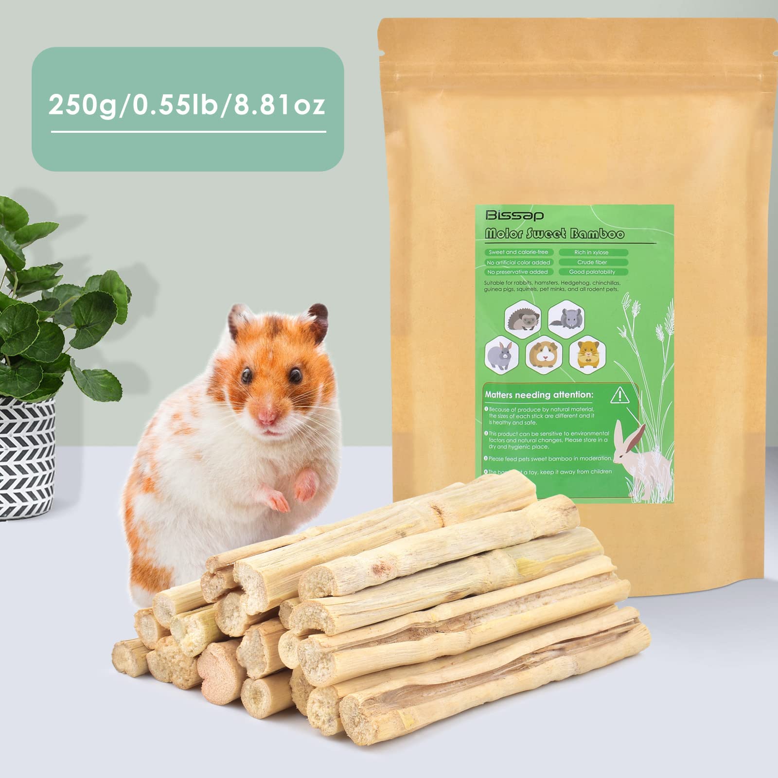 Bissap palitos bambú dulces con textura natural para masticar.