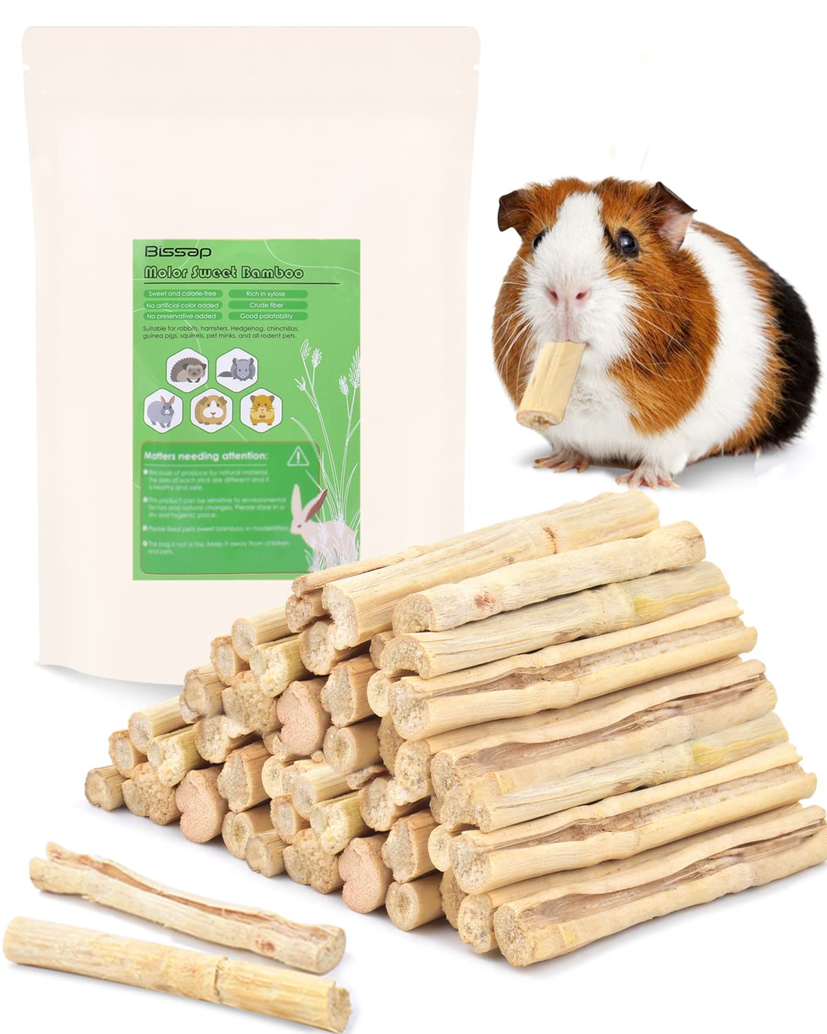 Bissap palitos-masticables-bambu-dulce-conejos: sabor natural y apoyo dental suave.