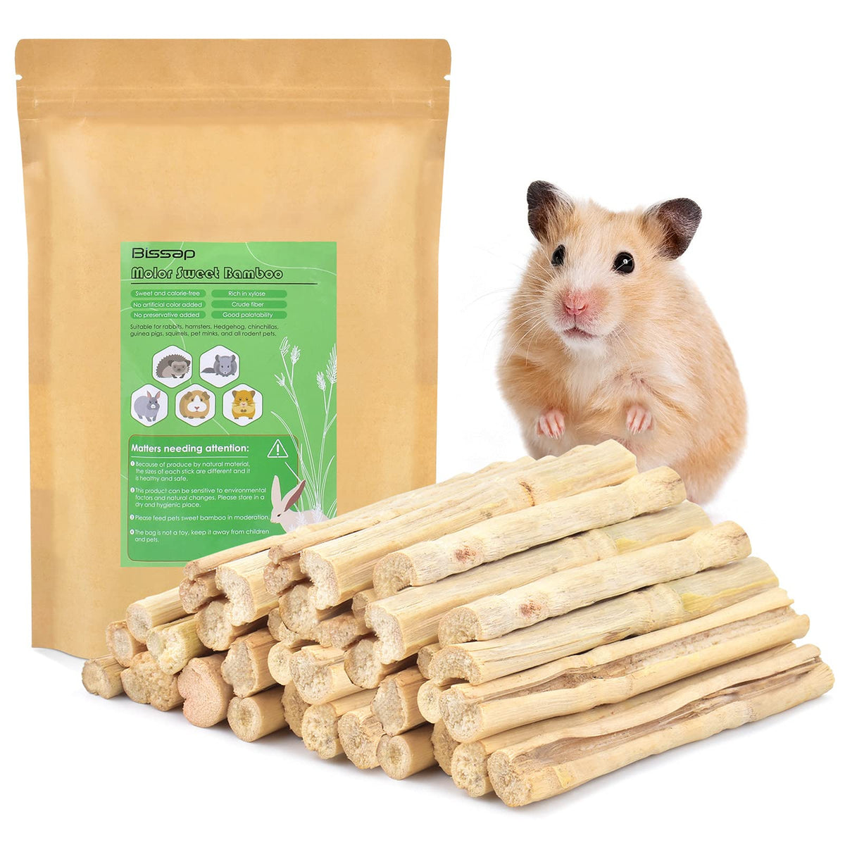 Mordedores Bissap de bambú para conejos promueven masticación natural.