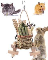 Bissap seagrass cesta juguete para conejos, promueve masticación natural y juego