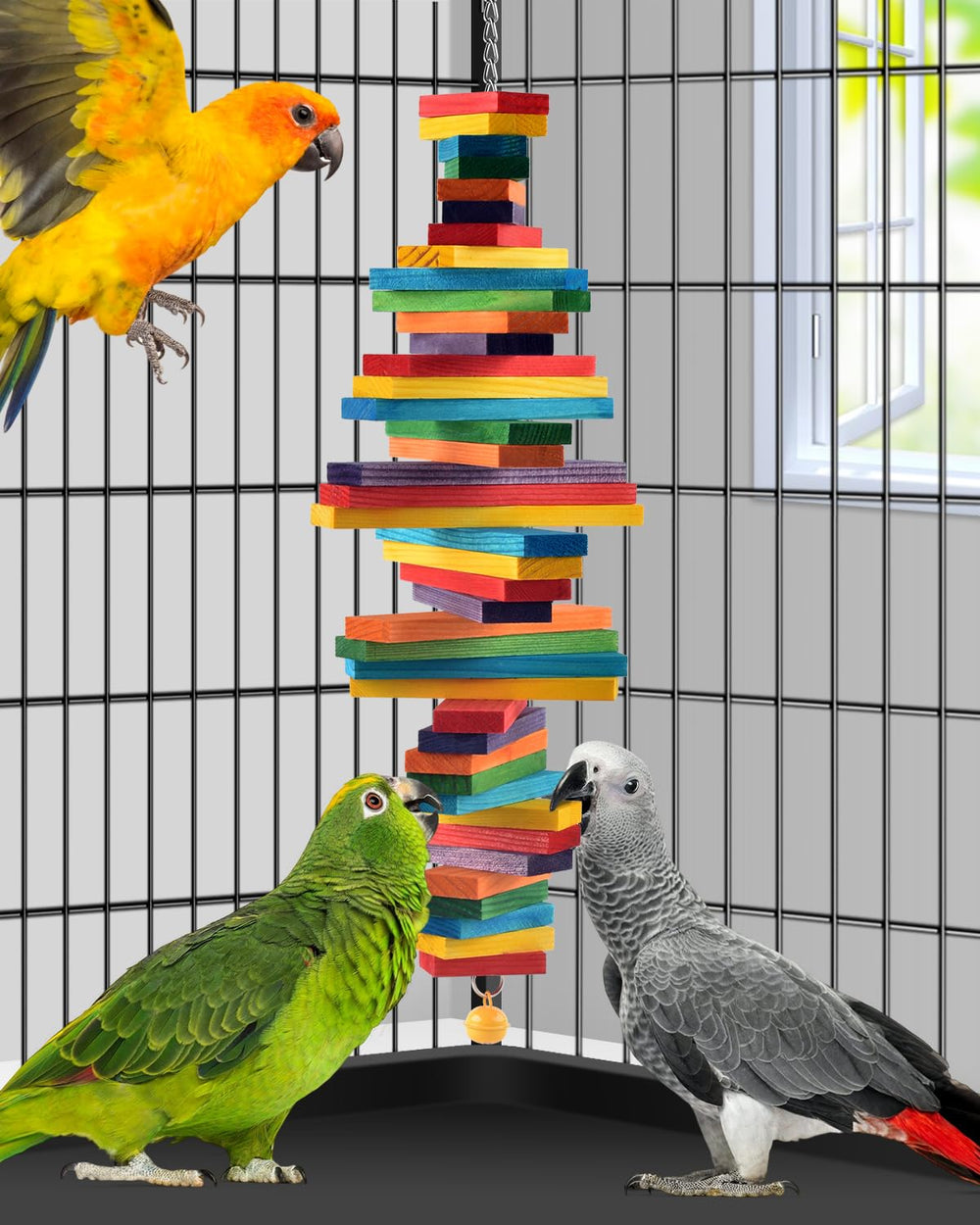 Uso para aves de tamaño medio a grande como guacamayos y cotorras