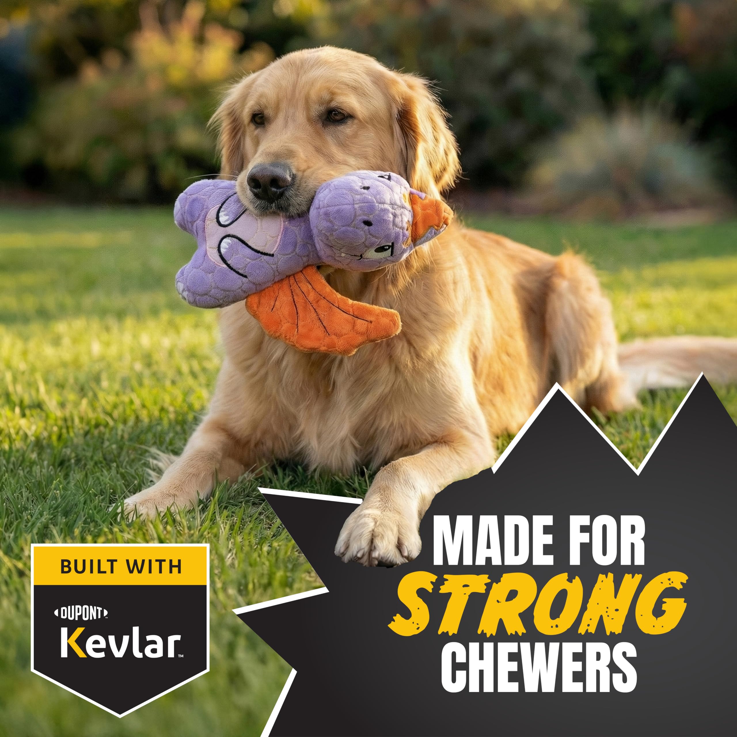 Bite Force Dino con tejido Kevlar reforzado para mordedores pesados y durabilidad.