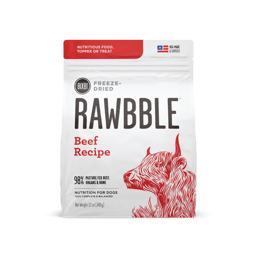 BIXBI Liberty carne res frizada, fuente de proteína completa para perros activos.