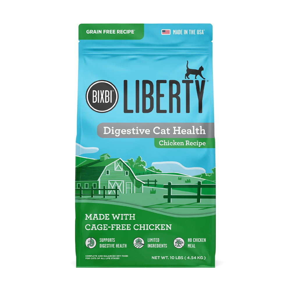BIXBI Liberty Dry Cat Chicken Recipe empaque sostenible para dieta diaria.